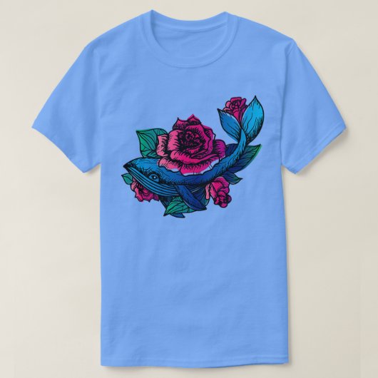 T-shirt Baleines et Roses (Design devant)