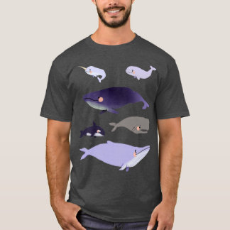 T-shirt Baleines mignonne violet et rose animal Illustrati