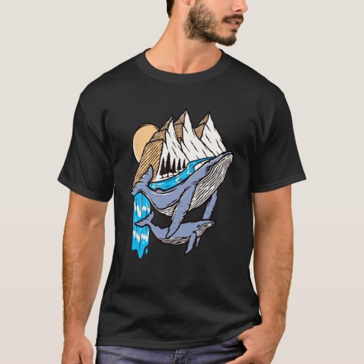 T-shirt Baleines Requins Plongée Océan Animaux de mer (Devant)