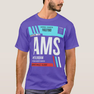 T-shirt Balise 2 de bagage du code de l'aéroport AMS d'Ams