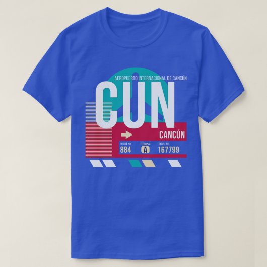 T-shirt Balise bagage du code de l'aéroport CUN de Cancun (Design devant)