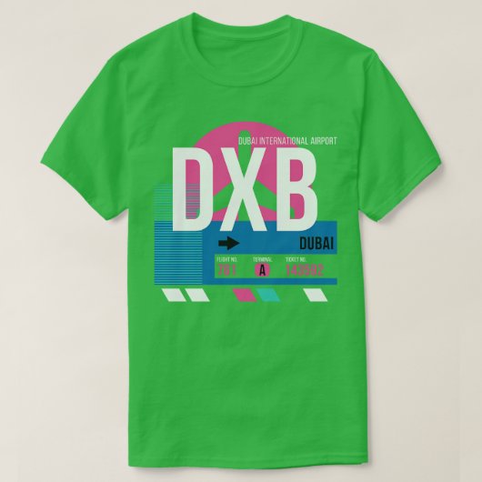 T-shirt Balise Bagage du code de l'aéroport Dubai DXB (Design devant)