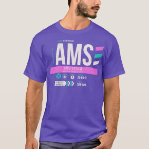 T-shirt Balise de bagage du code aéroport AMS d'Amsterdam
