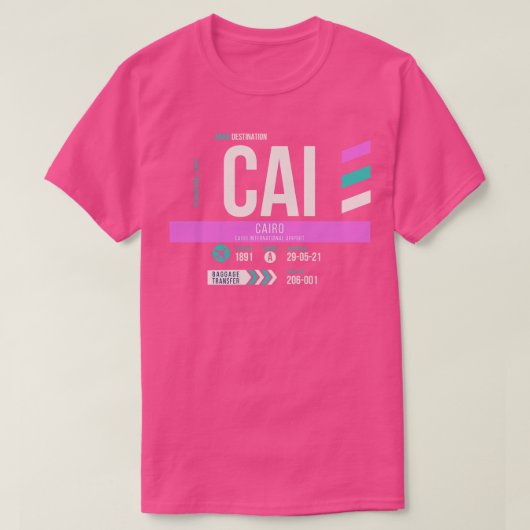 T-shirt Balise de bagage du code de l'aéroport CAI du Cair (Design devant)
