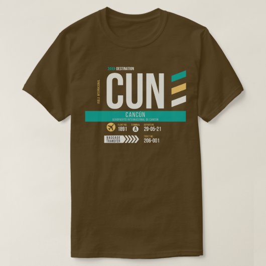 T-shirt Balise de bagage du code de l'aéroport de Cancun C (Design devant)