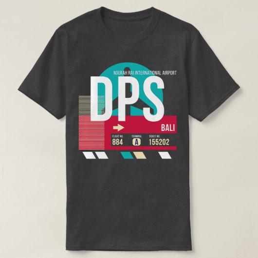 T-shirt Balise E du code de l'aéroport DPS de Bali (Design devant)