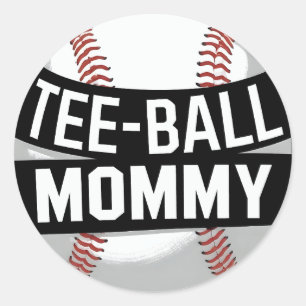 T-shirt-Ball Mama Funny Teeball Mom Ronde Sticker
