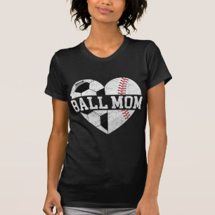 T-shirt Ball Maman Coeur Amusant Baseball Soccer Maman