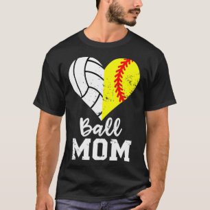 T-shirt Ball Maman Coeur Drôle Softball Volleyball Maman