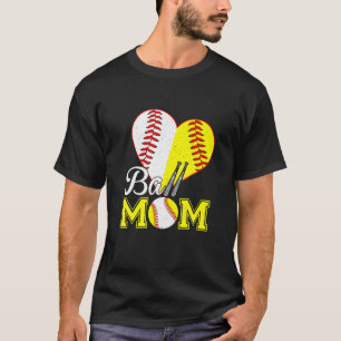 T-shirt Ball Maman Coeur Funny Baseball Basketball Maman