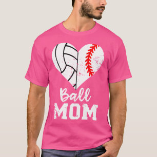 T-shirt Ball Maman Coeur Funny Baseball Volleyball Maman