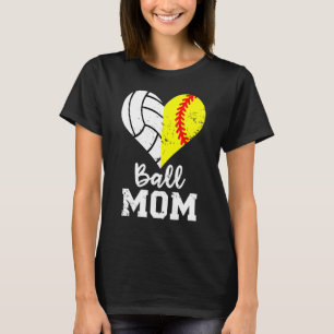 T-shirt Ball Maman Coeur Softball Volleyball Maman