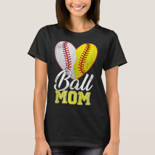 T-shirt Ball Maman Femmes Mama Coeur Baseball Softball Mèr