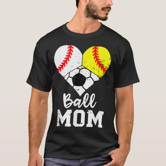 T-shirt Ball Maman Funny Baseball Softball Soccer Maman (Devant)