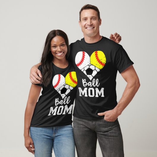 T-shirt Ball Maman Funny Baseball Softball Soccer Maman (Unisexe)