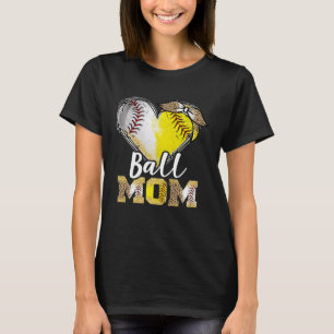 T-shirt Ball Maman Heart Baseball Softball Mama Femmes Mèr