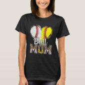 T-shirt Ball Maman Heart Baseball Softball Mama Femmes Mèr (Devant)