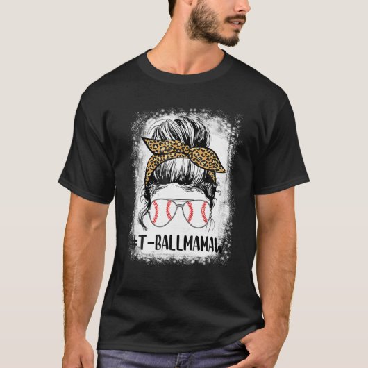 T-shirt Ball Mamaw Life Messy Bun Empreinte de léopard Sof (Devant)