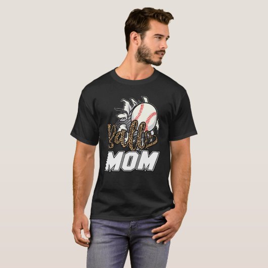 T-shirt Ball Mom Leopard Baseball Softball Mama Women Moth (Devant entier)
