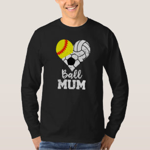T-shirt Ball Mum Coeur Softball Volleyball Soccer Mum