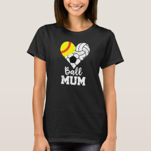 T-shirt Ball Mum Coeur Softball Volleyball Soccer Mum