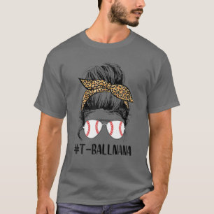 T-shirt Ball Nana Life Messy Bun Empreinte de léopard Soft