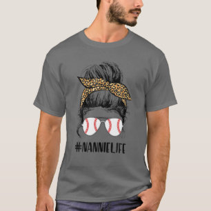 T-shirt Ball Nannie Life Messy Bun Leopard Teeball Nannie
