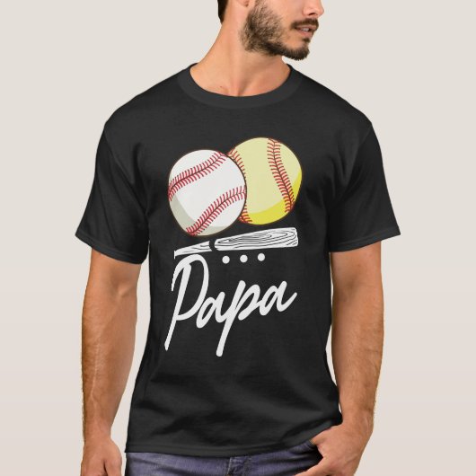 T-shirt Ball Papa Baseball Softball (Devant)