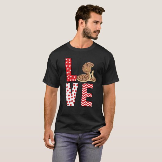 T-shirt Ball Python Valentines Day Love Valentine Cute Hea (Devant entier)