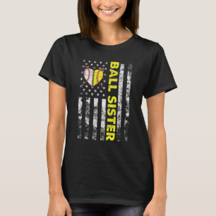 T-shirt Ball Sister Softball Baseball American Flag Mother
