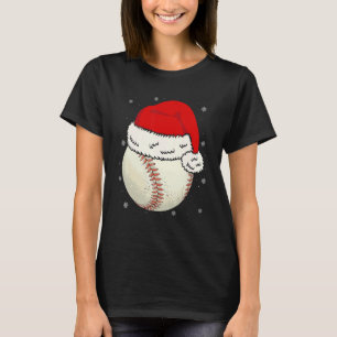 T-shirt Balle de baseball de Noël Chapeau de Père Noël Xma