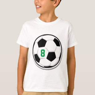 T-shirt Balle de football Blanc Noir Vert Enfants Numéro d