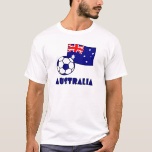 T-shirt Balle de football et drapeau de l'Australie bleue