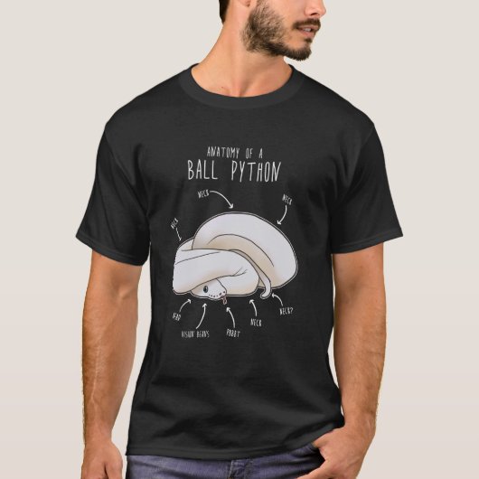 T-shirt Balle leucistique Python Anatomie Serpent blanc Fu (Devant)