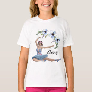 T-shirt Ballerina en bleu Nom personnel
