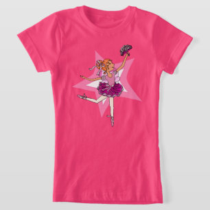 T-Shirt Ballerina fille étoile rose avec chemise à cheveux