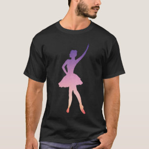 T-shirt Ballerina fille silhouette rose violet