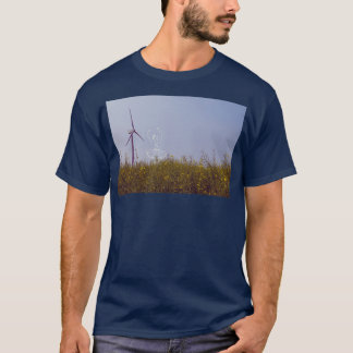 T-shirt Ballerina on a Windmill Canola Flower Field