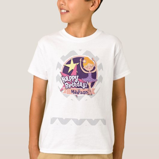 T-shirt Ballerina sur le Motif gris clair et blanc Chevron (Devant)