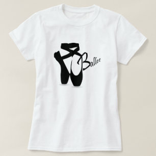 T-shirt Ballet Ballerina Black Pointe Chaussures Basic T