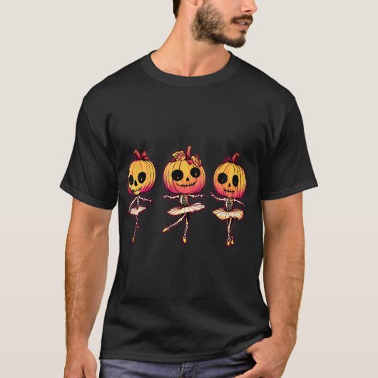 T-shirt Ballet Dancer Citrouille Skeleton Scandale Hallowe (Devant)
