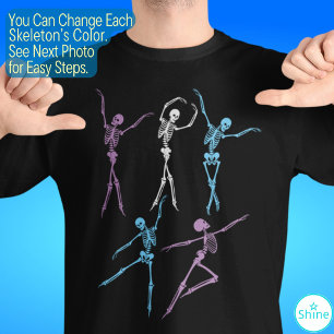T-shirt Ballet Danser squelette déplaisant éffrayant Hallo