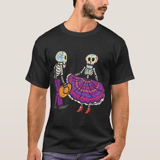 T-shirt Ballet Folklorico Skeleton Sugar Skull Dia De Los (Devant)