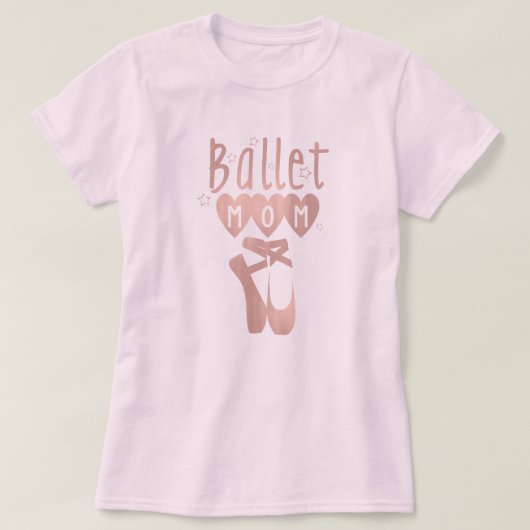 T-shirt Ballet Maman Rose Rose Or Étoiles & Coeurs (Design devant)