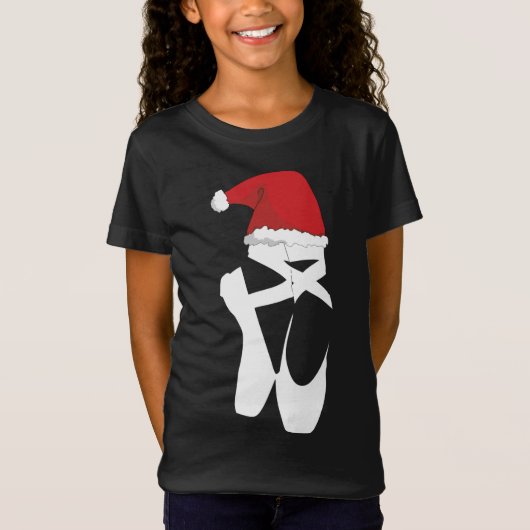 T-Shirt Ballet Pointe Chaussure Noël Santa Hat (Devant)