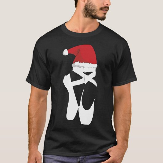 T-shirt Ballet Pointe Chaussure Noël Santa Hat (Devant)