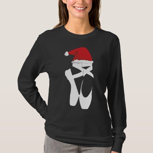 T-shirt Ballet Pointe Chaussure Noël Santa Hat (Devant)