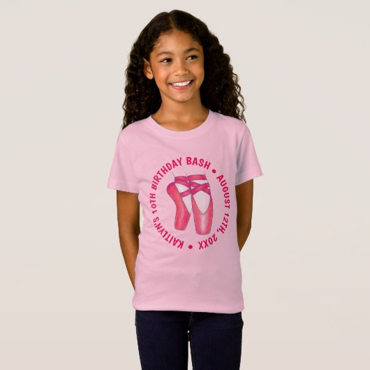 T-Shirt Ballet rose Ballerina Leotard Tutu fête d'annivers (Devant entier)