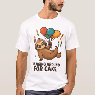 T-shirt Ballon d'anniversaire de paresseux pour gâteau , C