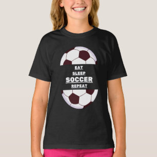 T-shirt Ballon de foot. Manger, Dormir, Football, Répéter
